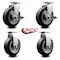 Service Caster 6 Inch Rubber on Aluminum Caster Set with Roller Bearings 2 Brakes 2 Rigid SCC-20S620-RAR-TLB-2-R-2 - alternate 1